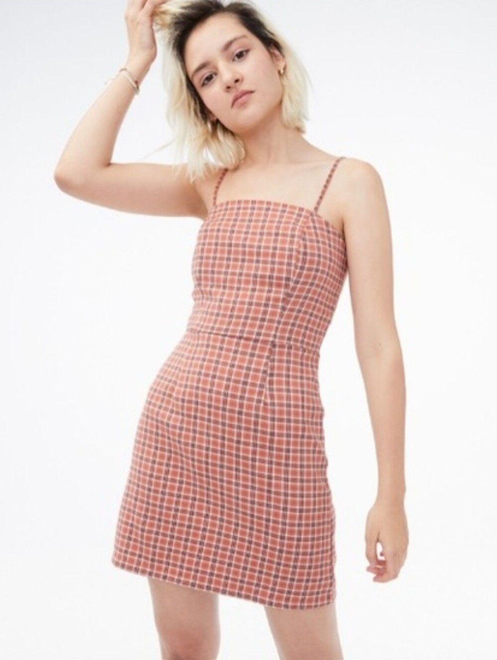 Aeropostale Cute Rusty Plaid Square Neck Mini Dress Size XL